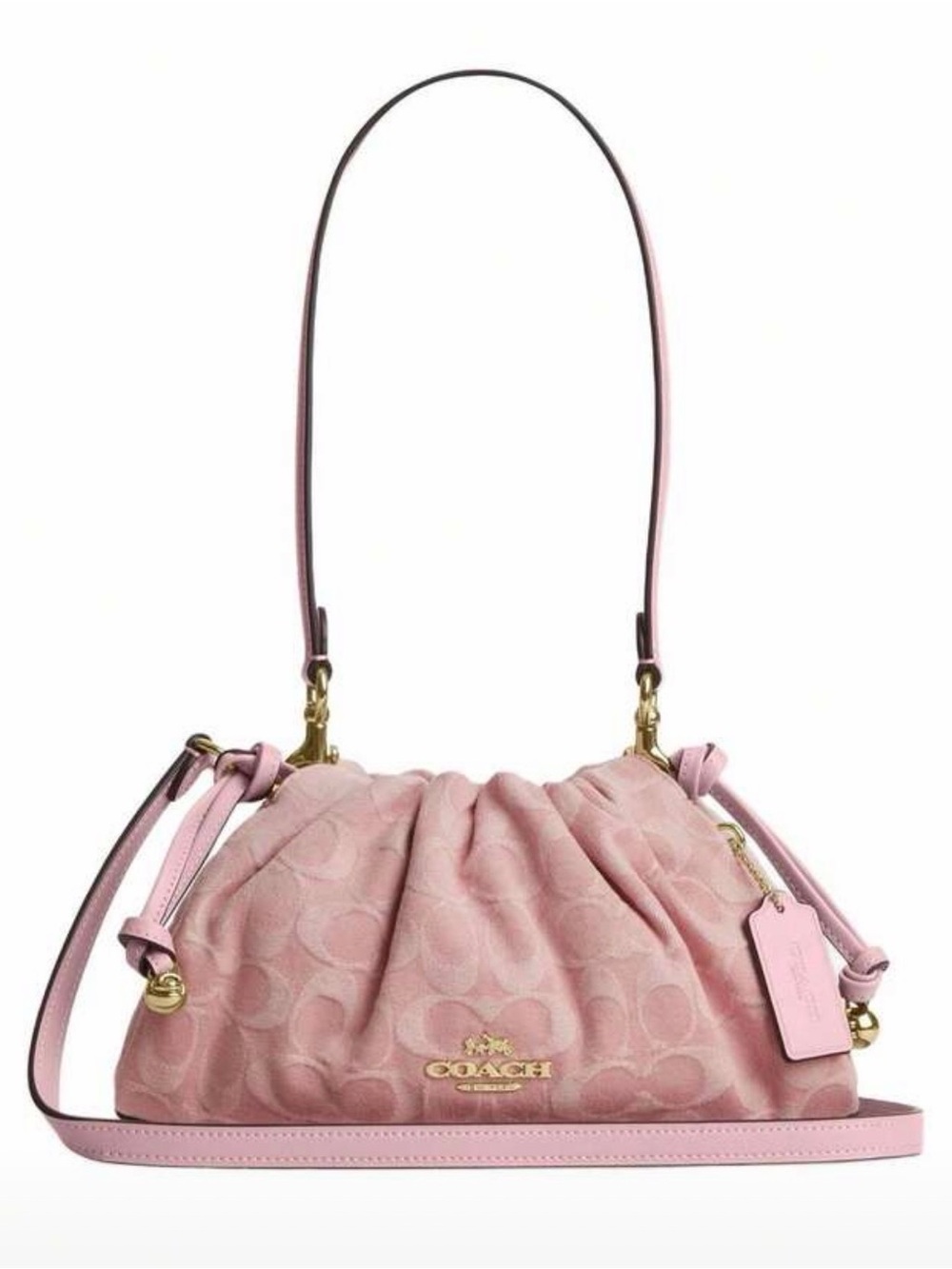 NWT Coach Faye Shoulder Bag in Signature Denim - Light Pink
